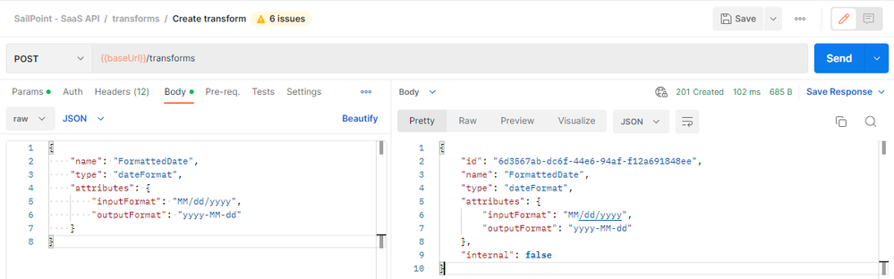 Postman transform FormattedDate.png