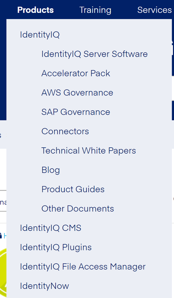 IdentityIQ Product Menu before.png